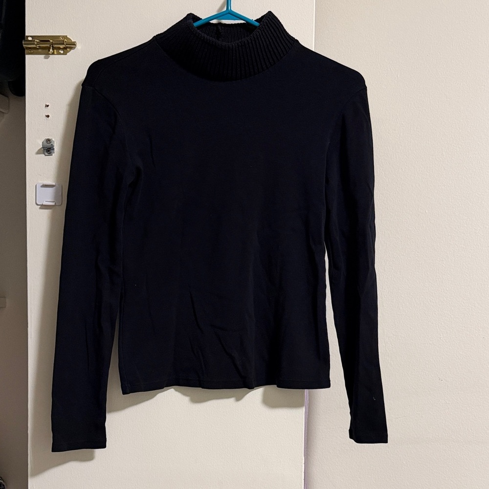 Zara Black Long Sleeve Turtleneck Top